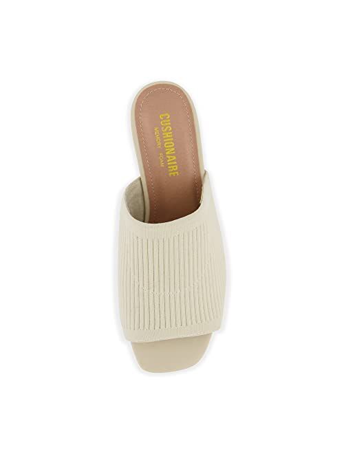 CUSHIONAIRE Women's Gwen Stretch Knit Heel Sandal +Memory Foam, Wide Widths Available