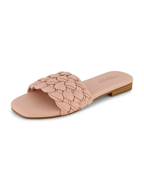 CUSHIONAIRE Women's Fez woven slide sandal +Memory Foam, Wide Widths Available