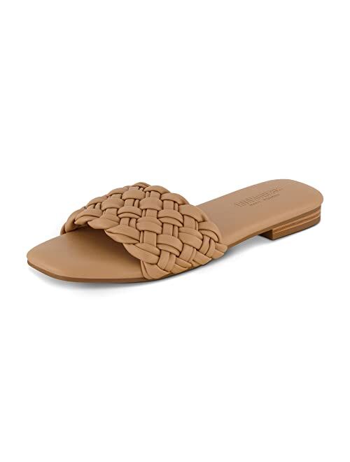 CUSHIONAIRE Women's Fez woven slide sandal +Memory Foam, Wide Widths Available