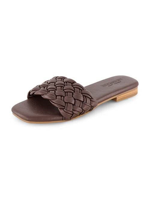 CUSHIONAIRE Women's Fez woven slide sandal +Memory Foam, Wide Widths Available