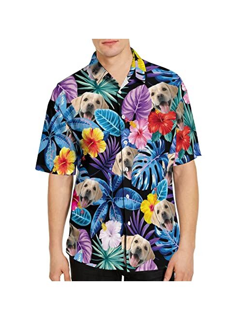 Mfiwrky Custom Face Men's Hawaiian Shirt, Personalized Novelty Hawaiian Shirt with Photo Gifts for Men Boyfriend Husband Him