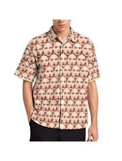 Colorsforu Custom Hawaiian Shirt with Faces,Personalized Tropical Floral Men's Short Sleeve Hawaiian Shirt for BF Husband Son