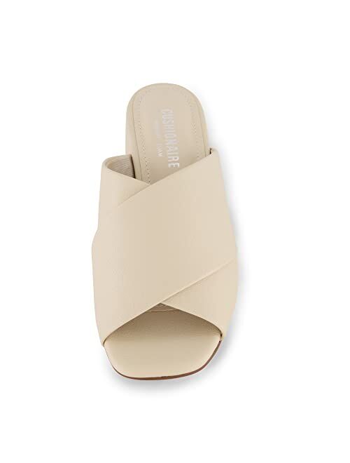 CUSHIONAIRE Garland cross band block heel sandal +Memory Foam, Wide Widths Available