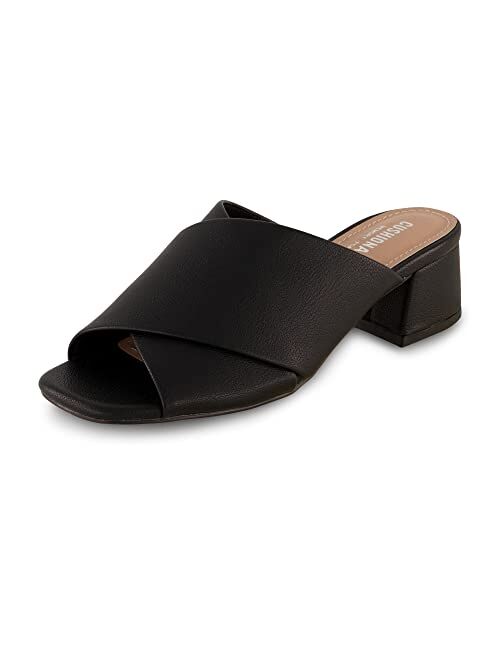 CUSHIONAIRE Garland cross band block heel sandal +Memory Foam, Wide Widths Available