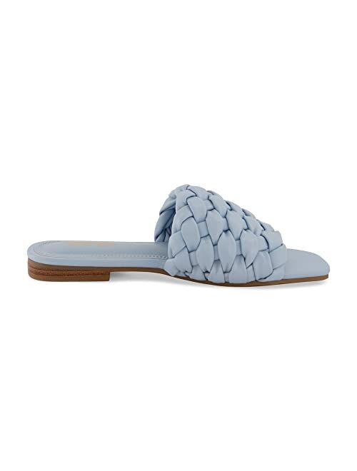 CUSHIONAIRE Women's Aramis woven slide sandal +Memory Foam, Wide Widths Available