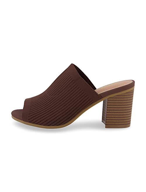 CUSHIONAIRE Women's Nima Knit Heel Sandal +Memory Foam, Wide Widths Available