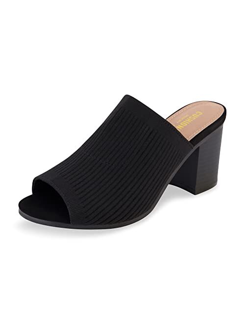 CUSHIONAIRE Women's Nima Knit Heel Sandal +Memory Foam, Wide Widths Available