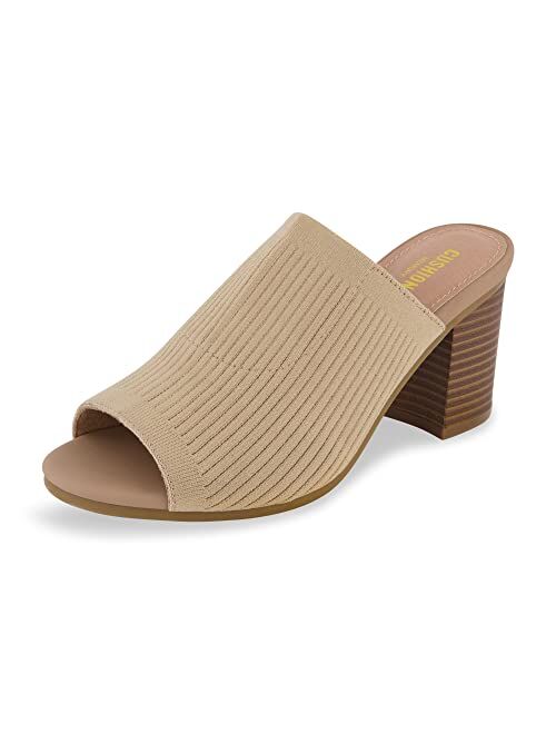 CUSHIONAIRE Women's Nima Knit Heel Sandal +Memory Foam, Wide Widths Available