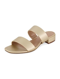 Women's Nolita two band low block heel slide sandal  Memory Foam and Wide Widths Available