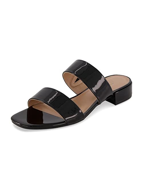 CUSHIONAIRE Women's Nolita two band low block heel slide sandal +Memory Foam and Wide Widths Available