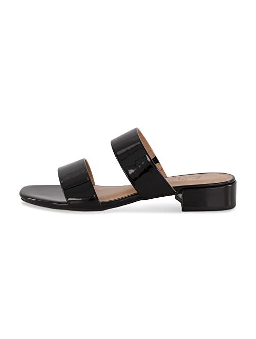 CUSHIONAIRE Women's Nolita two band low block heel slide sandal +Memory Foam and Wide Widths Available