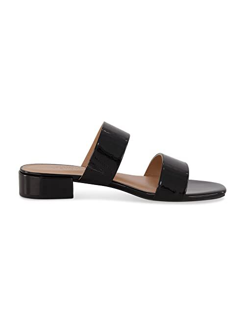 CUSHIONAIRE Women's Nolita two band low block heel slide sandal +Memory Foam and Wide Widths Available