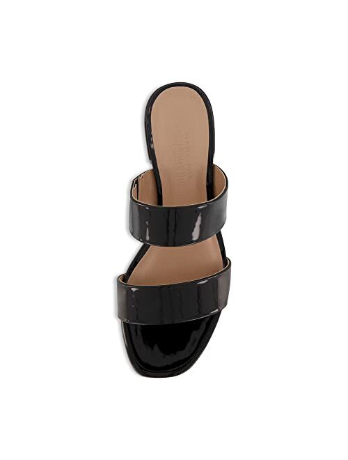 CUSHIONAIRE Women's Nolita two band low block heel slide sandal +Memory Foam and Wide Widths Available