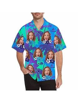 Leinterest Custom Face Funky Hawaiian Shirt Casual Men Pineapple Button Down Shortsleeve Shirts Unisex