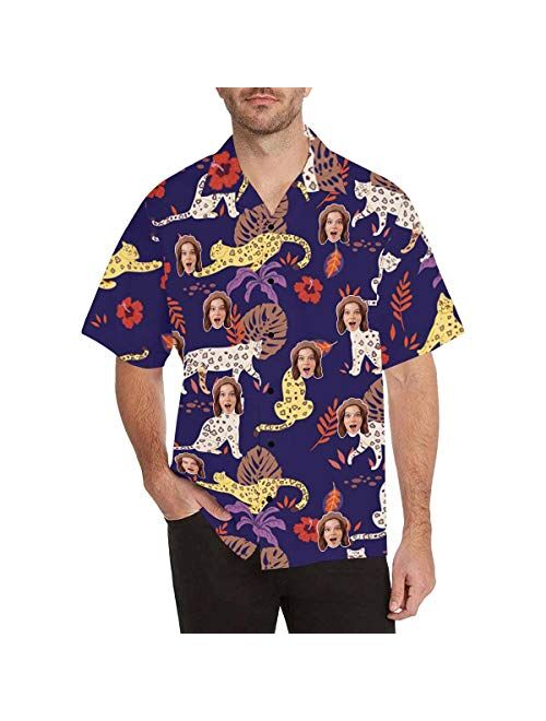 Leinterest Custom Face Funky Hawaiian Shirt Casual Men Pineapple Button Down Shortsleeve Shirts Unisex