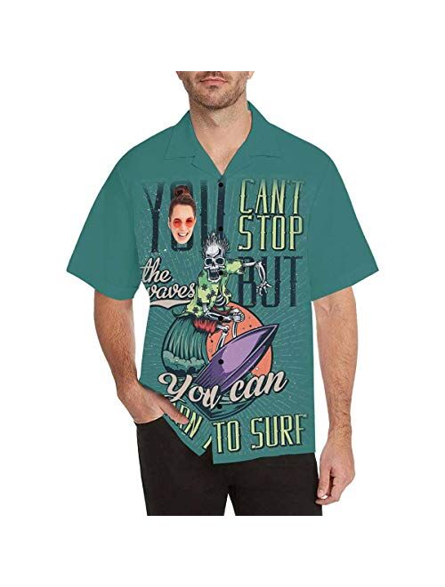 Leinterest Custom Face Funky Hawaiian Shirt Casual Men Pineapple Button Down Shortsleeve Shirts Unisex