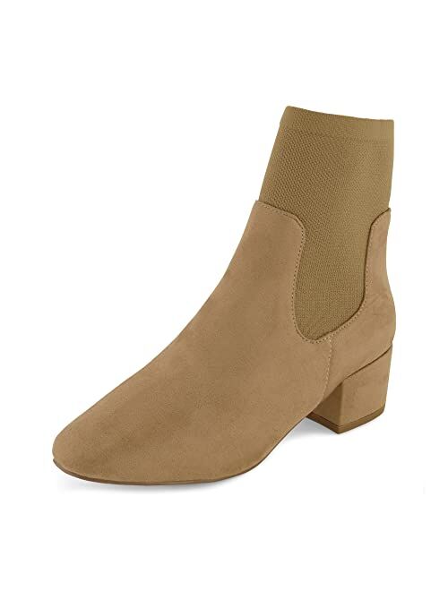 CUSHIONAIRE Women's Romi block heel stretch boot with Memory Foam Padding, Wide Widths Available