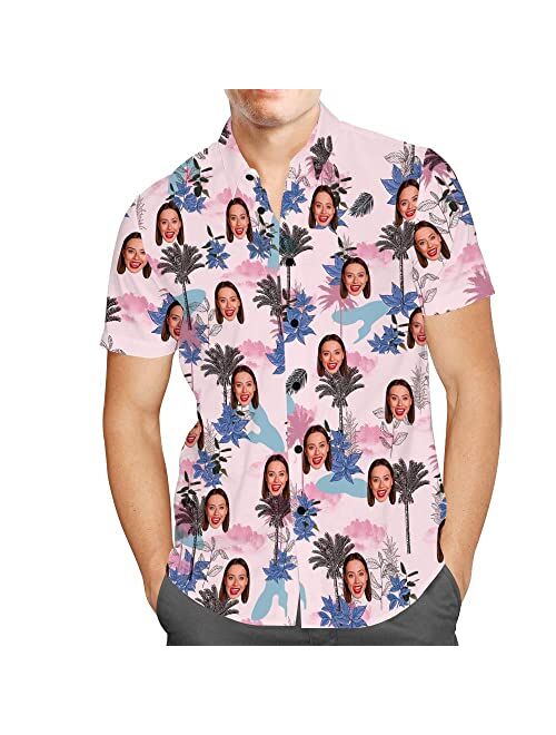 NAZENTI Hawaiin Shirt for Men Women Custom Face Shirt, Personalized Photo with Face Gift US Hawaiian Shirt for Men Women