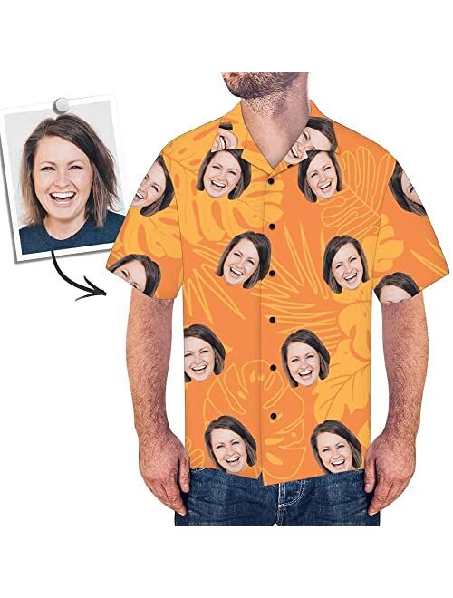 NAZENTI Hawaiin Shirt for Men Women Custom Face Shirt, Personalized Photo with Face Gift US Hawaiian Shirt for Men Women