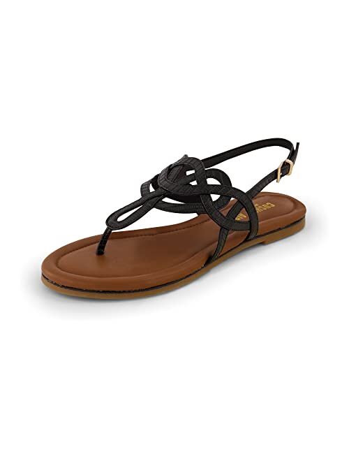 CUSHIONAIRE Women's Judit flat sandal +Comfort Foam, Wide Widths Available