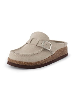 Women's Hobby Genuine Leather Cork Footbed Clog with  Comfort