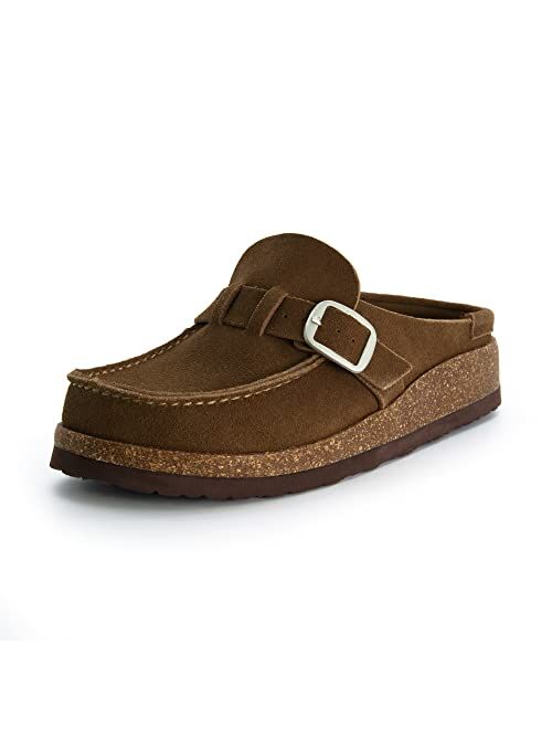 CUSHIONAIRE Women's Hobby Genuine Leather Cork Footbed Clog with +Comfort