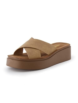 Women's Pepe crossband platform sandal with  Memory Foam