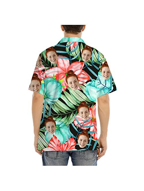 Generic Custom Face Hawaiian Shirt, Custom Hawaiian Shirt with Face, Funny Hawaiian Shirts for Men/Women, Personalized Face Shirt Photo Men Women Pet Beach Fruit Flowers