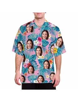 YESCUSTOM Personalized Hawaiian Shirt for Men Women, Tropical Custom Photo Face Short Sleeves Shirts for Beach/Pool Party