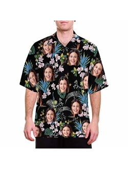 YESCUSTOM Personalized Hawaiian Shirt for Men Women, Tropical Custom Photo Face Short Sleeves Shirts for Beach/Pool Party