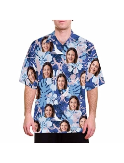 YESCUSTOM Personalized Hawaiian Shirt for Men Women, Tropical Custom Photo Face Short Sleeves Shirts for Beach/Pool Party