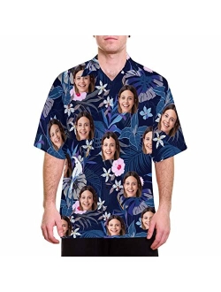 YESCUSTOM Personalized Hawaiian Shirt for Men Women, Tropical Custom Photo Face Short Sleeves Shirts for Beach/Pool Party