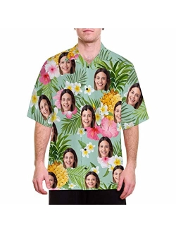 YESCUSTOM Personalized Hawaiian Shirt for Men Women, Tropical Custom Photo Face Short Sleeves Shirts for Beach/Pool Party