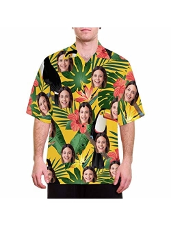 YESCUSTOM Personalized Hawaiian Shirt for Men Women, Tropical Custom Photo Face Short Sleeves Shirts for Beach/Pool Party