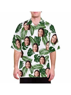 YESCUSTOM Personalized Hawaiian Shirt for Men Women, Tropical Custom Photo Face Short Sleeves Shirts for Beach/Pool Party