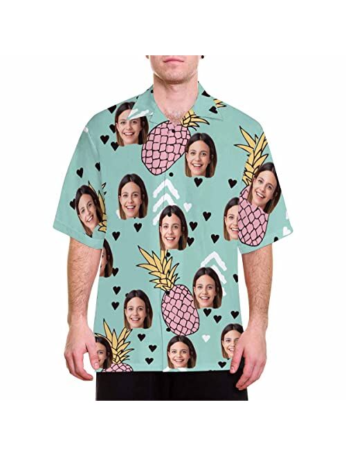 YESCUSTOM Personalized Hawaiian Shirt for Men Women, Tropical Custom Photo Face Short Sleeves Shirts for Beach/Pool Party