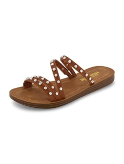 Women's Andrea strappy stud slide sandal  Memory Foam