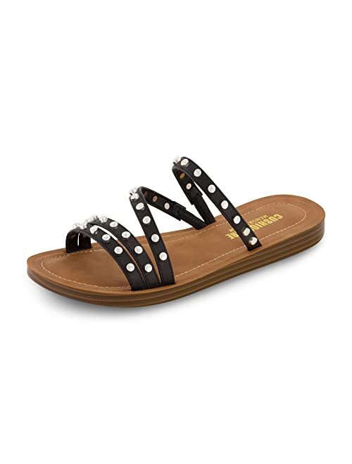 CUSHIONAIRE Women's Andrea strappy stud slide sandal +Memory Foam