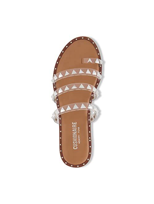 Cushionaire Women's Tabitha Studded toe thong sandal with Memory Foam