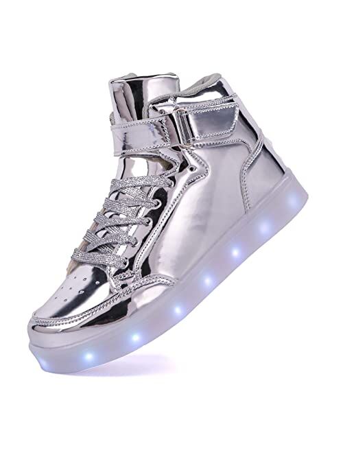 UMUERX Kids LED Light Up Shoes for Boys and Girls Cool USB Charging Flashing High-top Sneakers Child Unisex