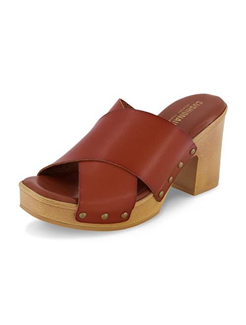 CUSHIONAIRE Women's Kamari Faux Wood Sandal with Memory Foam Padding, Wide Widths Available