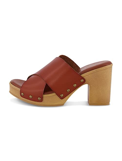 CUSHIONAIRE Women's Kamari Faux Wood Sandal with Memory Foam Padding, Wide Widths Available