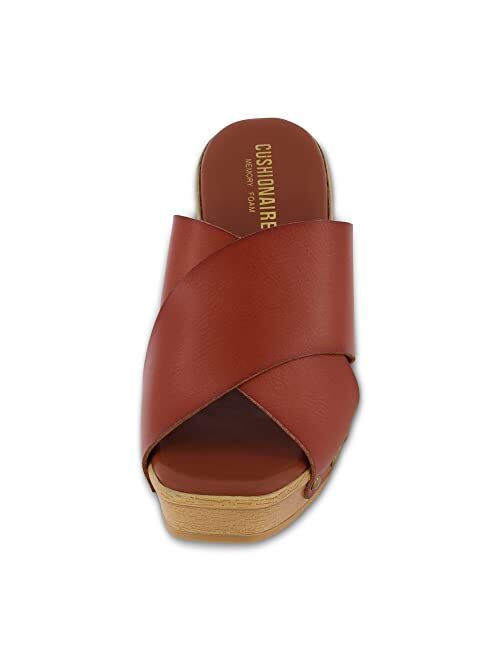 CUSHIONAIRE Women's Kamari Faux Wood Sandal with Memory Foam Padding, Wide Widths Available