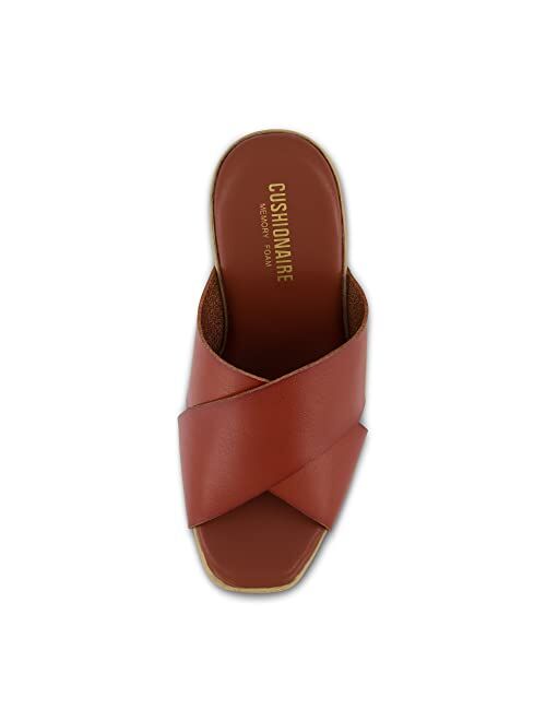 CUSHIONAIRE Women's Kamari Faux Wood Sandal with Memory Foam Padding, Wide Widths Available