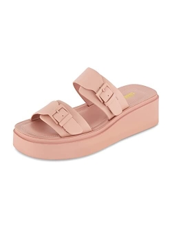 Women's Planet two buckle platform sandal with  Memory Foam