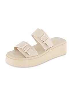 Women's Planet two buckle platform sandal with  Memory Foam