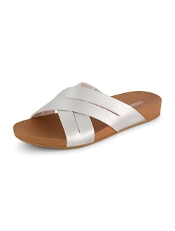 Women's Jackie cross band footbed slide sandal  Comfort Foam