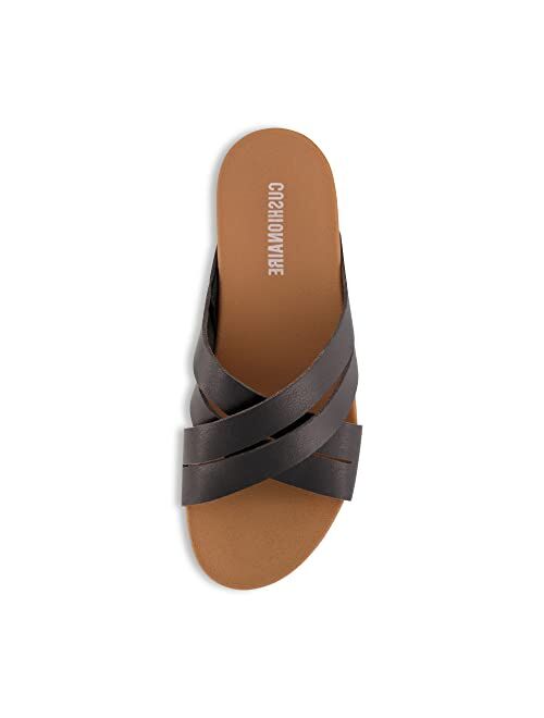 CUSHIONAIRE Women's Jackie cross band footbed slide sandal +Comfort Foam