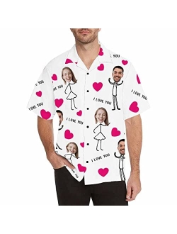 Artsadd Personalized Hawaiian Shirt for Men Custom Face Photo Short Sleeve Tropical Floral Summer Beach Button Down Shirts