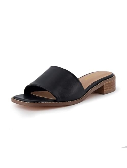 Women's Sage low block heel slide sandal  Memory Foam and Wide Widths Available